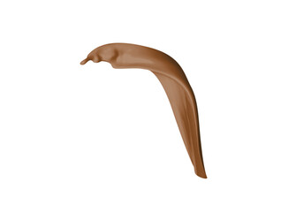One chocolate color splash on white background