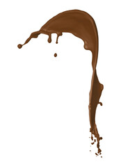 One chocolate color splash on white background