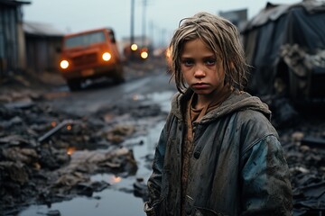 Poverty Third World Problem War Refugees Homeless Poor Civilians Living in Slums Kid Child Children Orphan