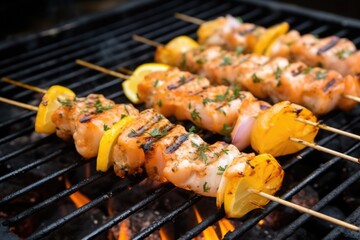 grilled shrimp skewer on charcoal grill