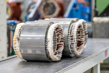 electromagnetic component of the engine on the production line in the factory