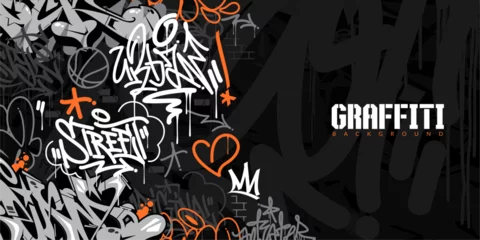 Crédence de cuisine en verre imprimé Graffiti Abstract Urban Style Hiphop Graffiti Street Art Vector Illustration Background Template