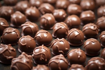 extreme close-up of cooling chocolate covered nuts