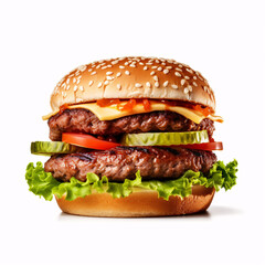 fresh tasty burger isolated on white background