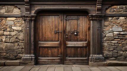 Fototapeta na wymiar An old rustic wooden door. Generative AI.