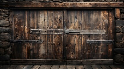 An old rustic wooden door. Generative AI. - obrazy, fototapety, plakaty
