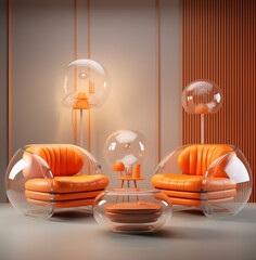 Vibrant Indoor Space with Orange Accents