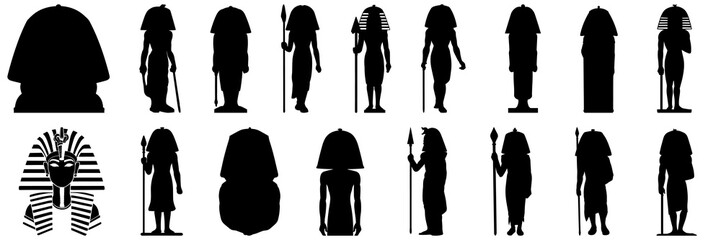 Egypt silhouettes set, large pack of vector silhouette design, isolated white background