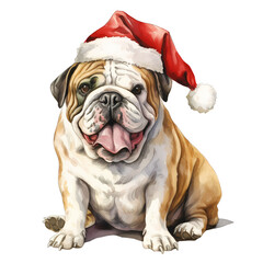 Watercolor Christmas cute dogs - transparent background