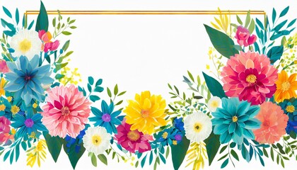 flowers and butterflies, Flower Medley: Multicolor Card Frame Template