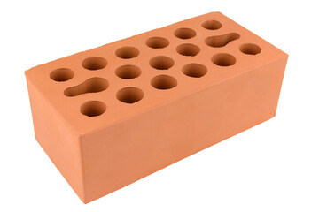 building brick close-up on a white background, brick stone for construction, clay products