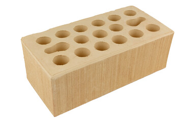 building brick close-up on a white background, brick stone for construction, clay products