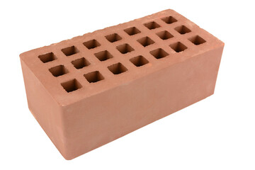 building brick close-up on a white background, brick stone for construction, clay products