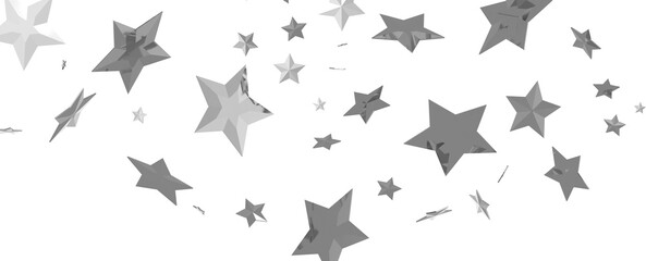 sparkling Christmas confetti falling isolated on white. magic shining flying stars glitter backdrop, sparkle border