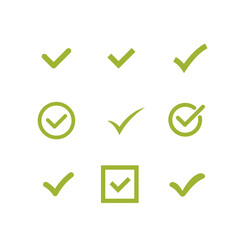 Check mark icon set. Vector illustration. 