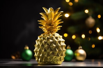 pineapple styled as a christmas tree
