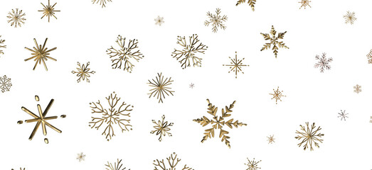 Snowflake Cascade: Mesmerizing 3D Illustration Depicting Descending Christmas Snowflakes