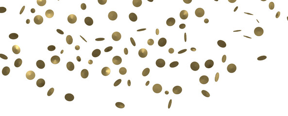Gold confetti background, isolated on transparent background