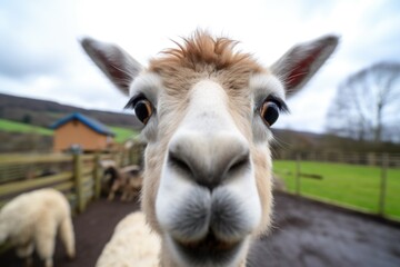 llama gazing directly into the camera