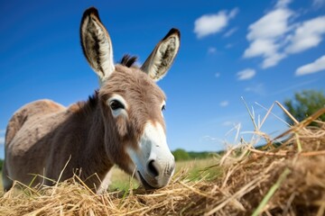 a donkey with a load of hay