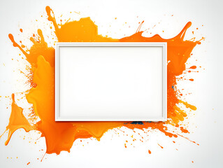 Fototapeta na wymiar Bright orange abstract frame with white copy space inside