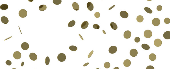 Gold confetti background, isolated on transparent background