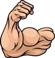 A strong muscular arm flexing its bicep muscle cartoon icon design illustration - obrazy, fototapety, plakaty