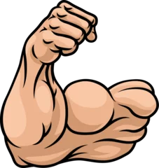 Foto op Canvas A strong muscular arm flexing its bicep muscle cartoon icon design illustration © Christos Georghiou