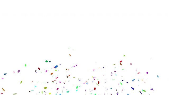 Colorful 3D animation of confetti falling on Alpha Screen Background 4K. Celebrate the holidays. Easy to put it into your scene or video. confetti celebration, birthday party, anniversary party