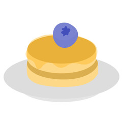 Blueberry pancakes flat illustration 