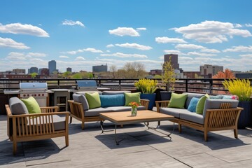 rooftop patio with outdoor furniture