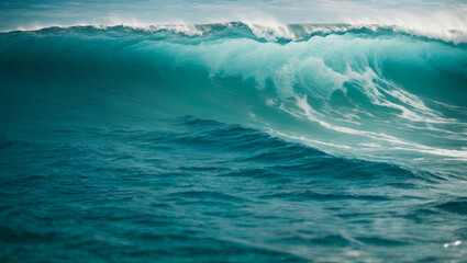 Fototapeta premium Abstract water ocean wave, blue, aqua, teal texture. Blue and white water wave web banner Graphic Resource as background for ocean wave abstract. Backdrop for copy space. Generative AI.