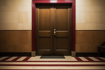 a full shot of a courtroom door - obrazy, fototapety, plakaty