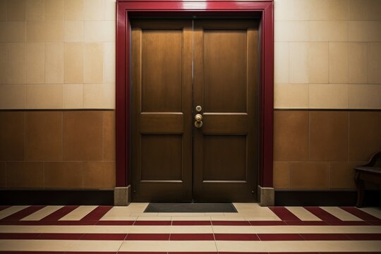 a full shot of a courtroom door