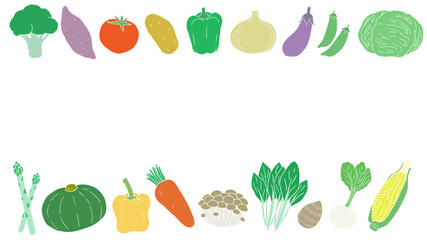 カラフルな野菜のイラストのフレーム