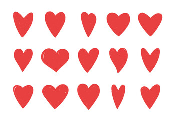 Set of hand drawn hearts on white background, vector eps10 illustration