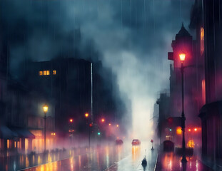 Fototapeta na wymiar rainy in the city