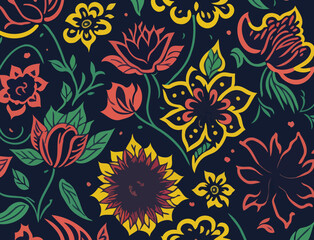Vibrant Flower Vector Design. Vector illustrations depicting flowers geometric shapes and wild blooms. 
