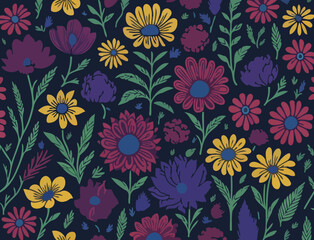 Fototapeta na wymiar Vibrant Flower Vector Design. Vector illustrations depicting flowers geometric shapes and wild blooms. 