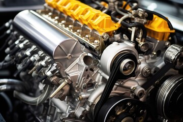 Fototapeta na wymiar a detailed look at a race cars engine