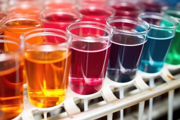 close-up of viscosity test in process for a newly mixed batch of nail polish