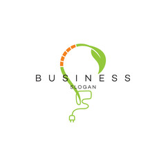 Bulb leaf logo design, nature green brand Identity, flat icon, monogram, business, editable, eps, royalty free image, corporate brand, creative, icon