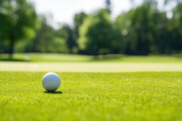 one golf ball traveling in opposite direction in a golf course - obrazy, fototapety, plakaty