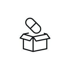 Delivery of medicines linear icon. Thin line customizable illustration. Contour symbol. Vector isolated outline drawing. Editable stroke