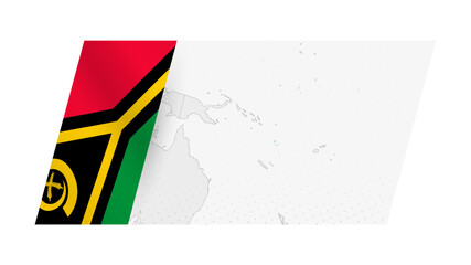 Vanuatu map in modern style with flag of Vanuatu on left side.