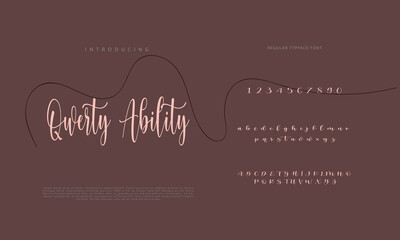 Abstract Calligraphy font alphabet. Minimal modern urban fonts for logo, brand etc. Typography typeface uppercase lowercase and number. vector illustration
