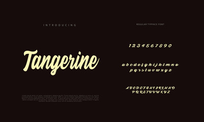 Abstract Calligraphy font alphabet. Minimal modern urban fonts for logo, brand etc. Typography typeface uppercase lowercase and number. vector illustration
