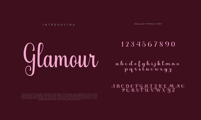 Abstract Calligraphy font alphabet. Minimal modern urban fonts for logo, brand etc. Typography typeface uppercase lowercase and number. vector illustration
