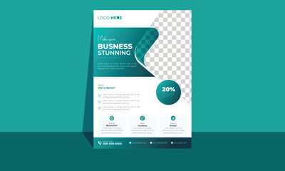 Attractive shapes and creative corporate business Flyer Template Design. Best quality business leaflet, minimalist layout and modern style.
