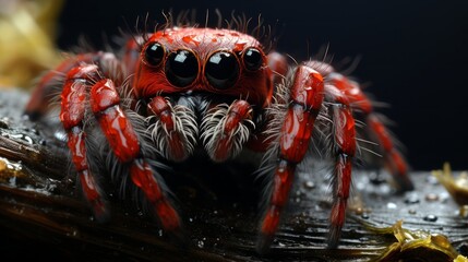 Cute little spider close-up. Generative AI.